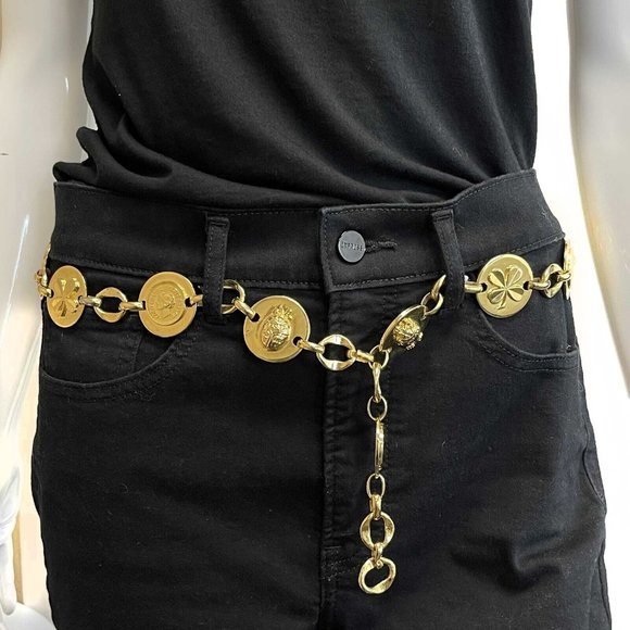 CHANEL Accessories - Chanel Charm Gold Coin Medallion Vintage Belt Necklace